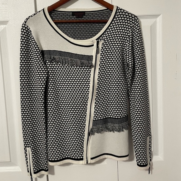 Fontana Women’s Crystal embellished zipper asymmetrical zip sweater size Small - Picture 5 of 13